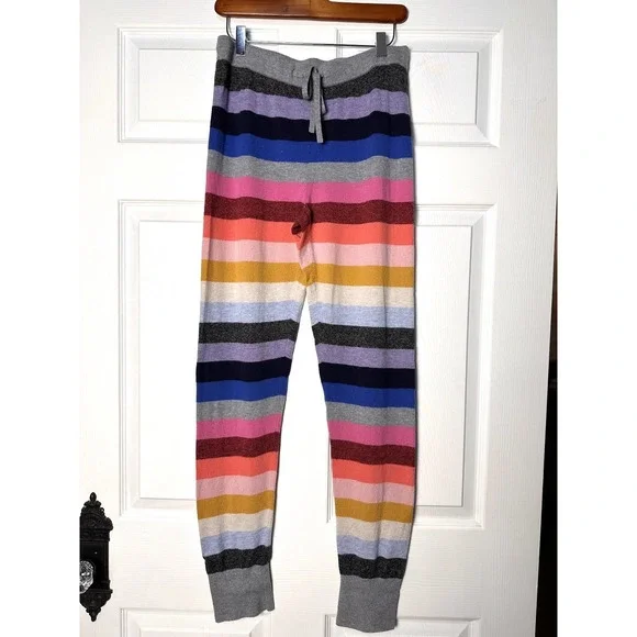 Gap Women's Rainbow Retro Crazy Striped Artsy Colorful Sweater Leggings Pants M - Picture 1 of 7